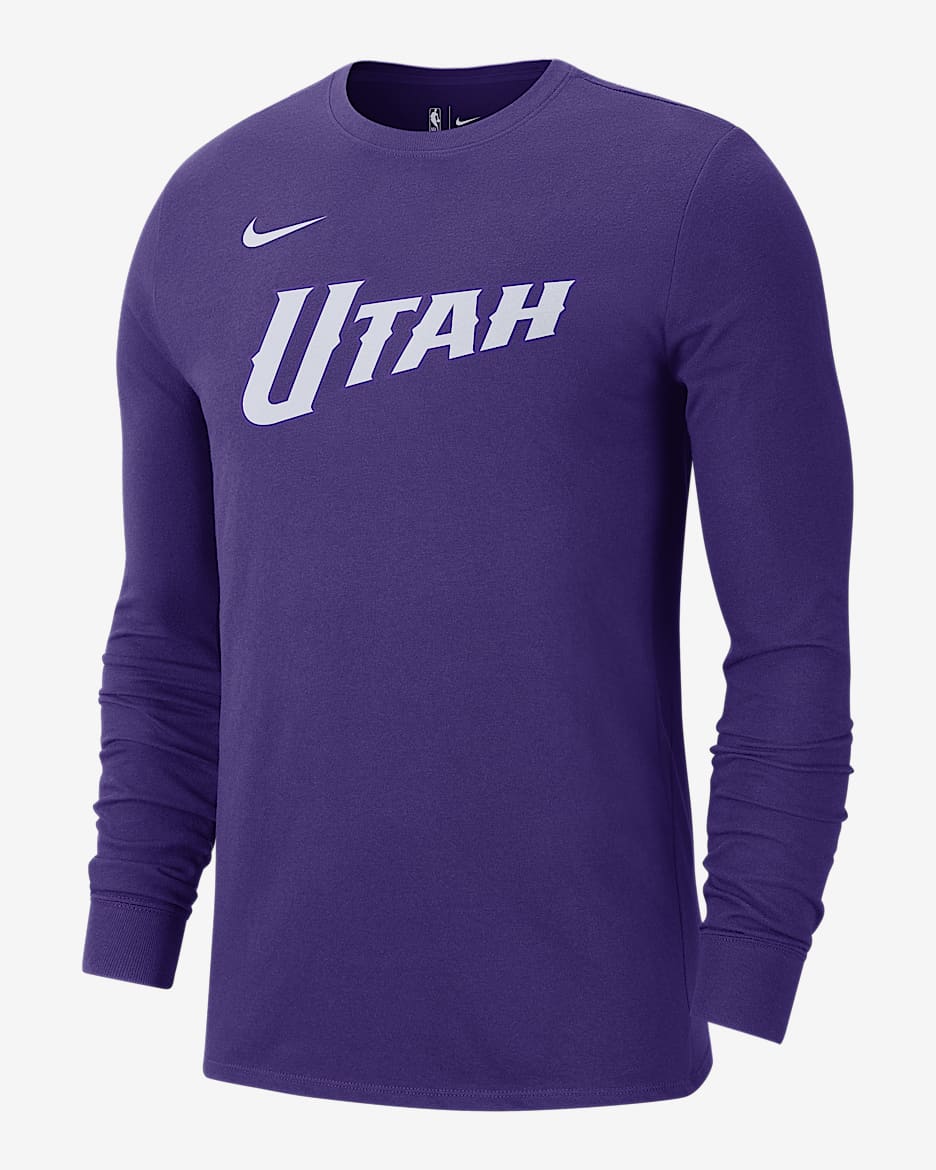 Playera de manga larga Nike de la NBA para hombre Utah Jazz Essential City Edition - Morado campo