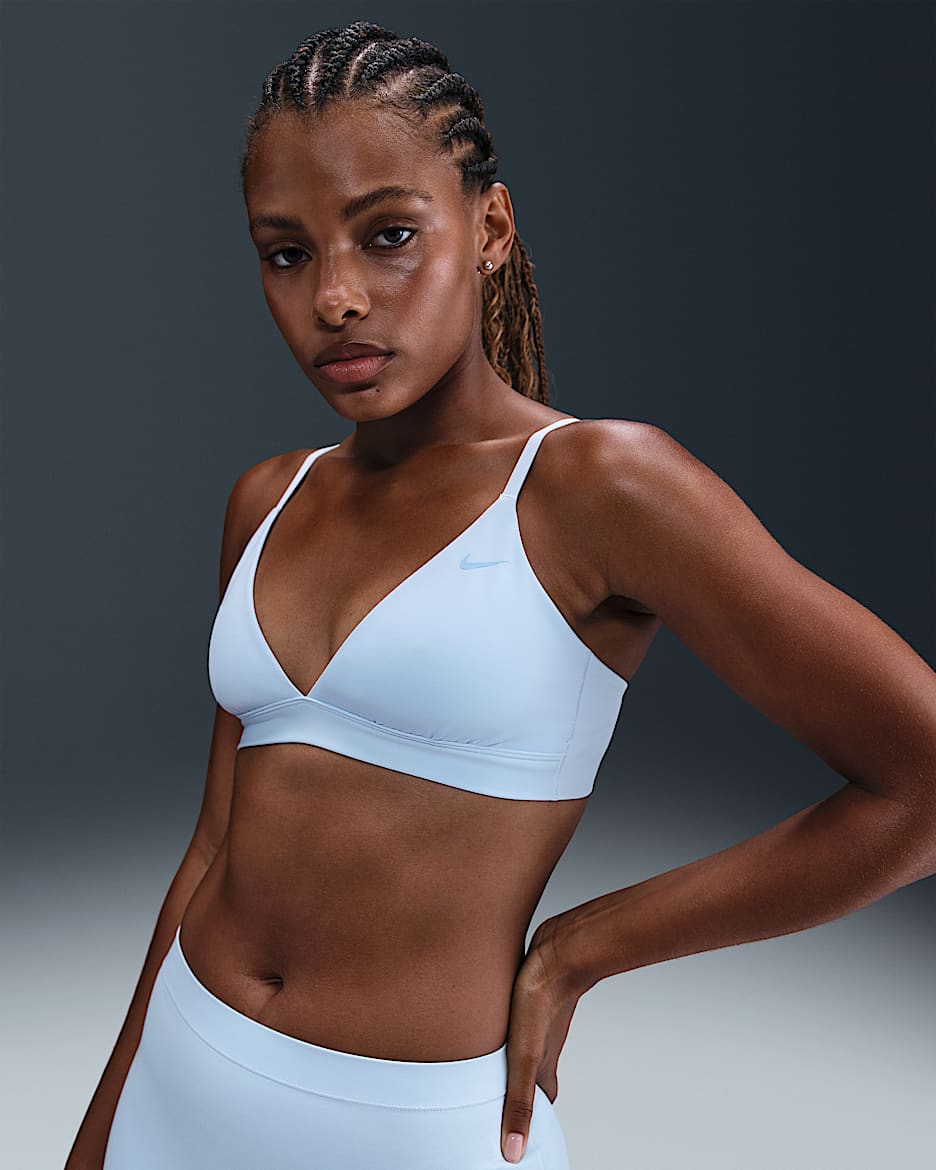 Sport-BH med lätt stöd utan vaddering Nike Form för kvinnor - Celestine Blue/Psychic Blue