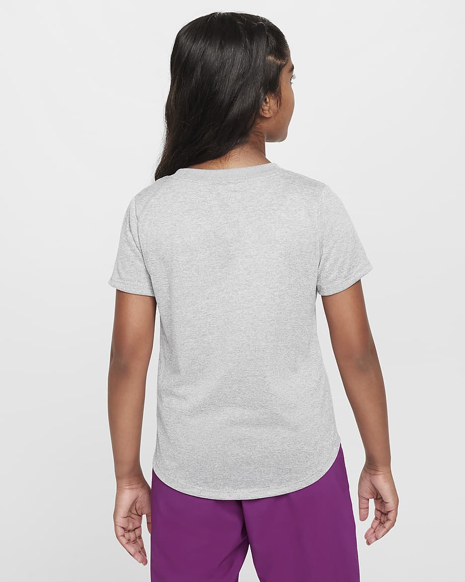 Playera Dri-FIT para niña talla grande Nike - Gris rugoso/Plata liso/Jaspeado