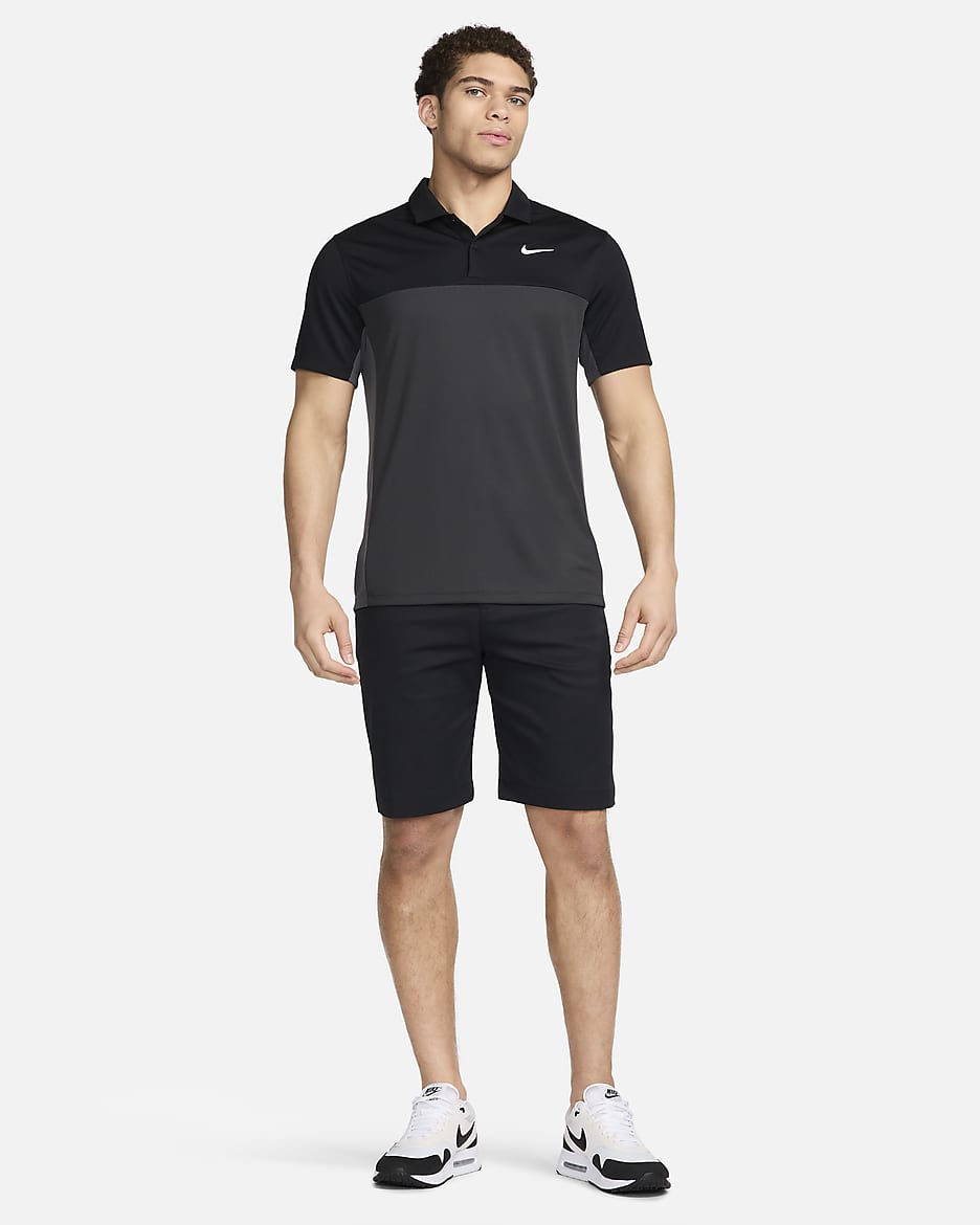 Nike Victory+ Dri-FIT Erkek Golf Polo Üstü - Siyah/Iron Grey/Dark Smoke Grey/Beyaz