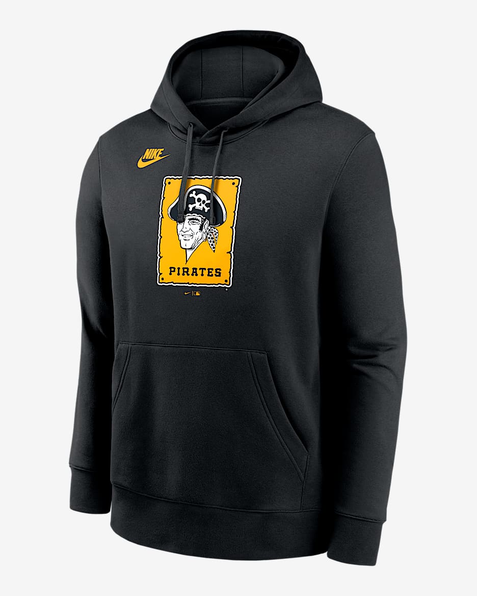 Pittsburgh Pirates Cooperstown Logo Club Men's Nike MLB Pullover Hoodie - Black