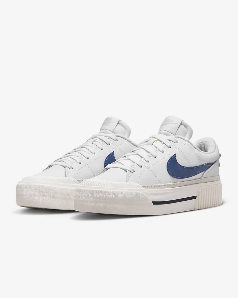 Calzado para mujer Nike Court Legacy Lift - Blanco/Marrón verdoso claro/Vela/Azul difuso