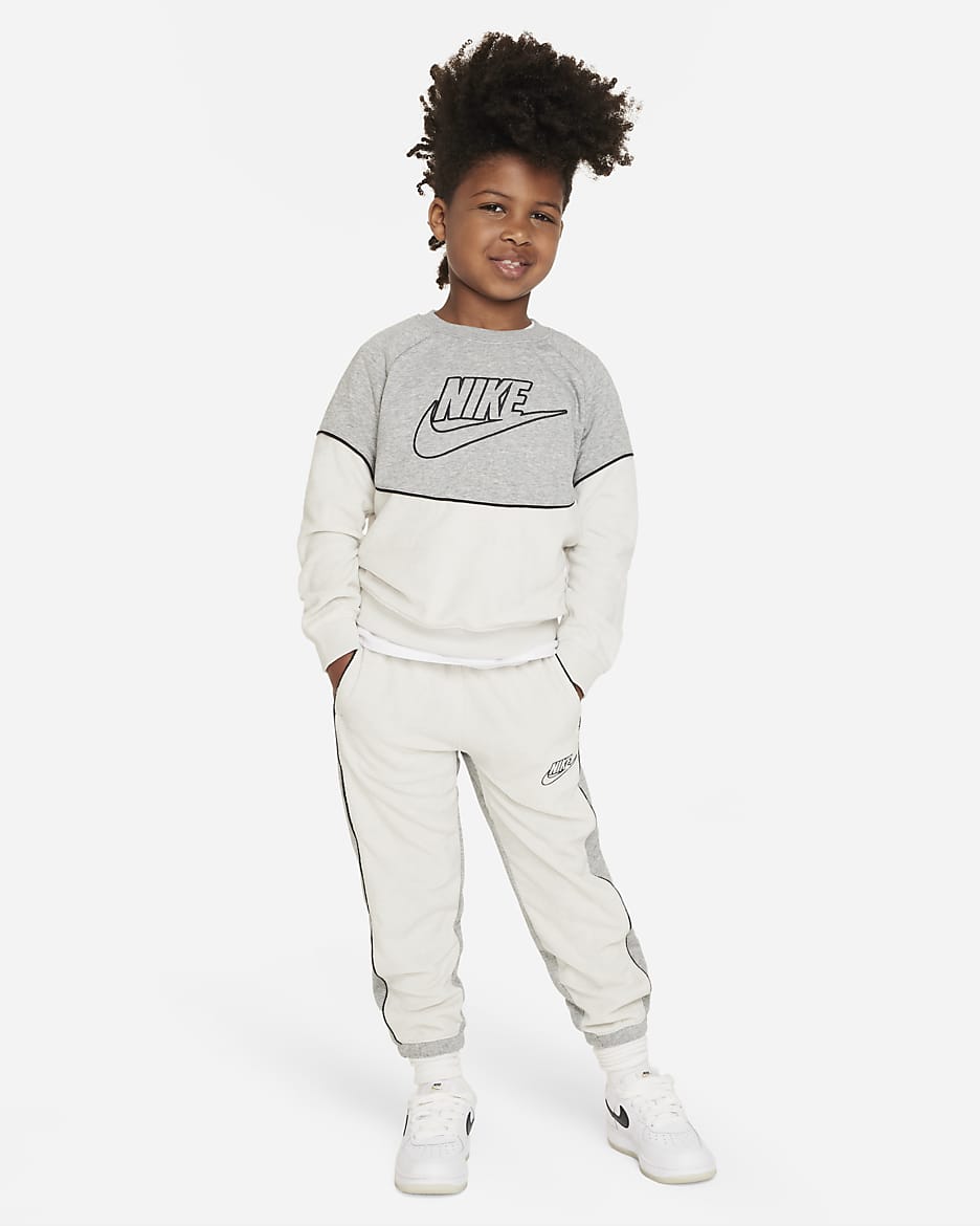 Nike Sportswear Amplify French Terry Crew Set Little Kids 2-Piece Set - Dark Grey Heather