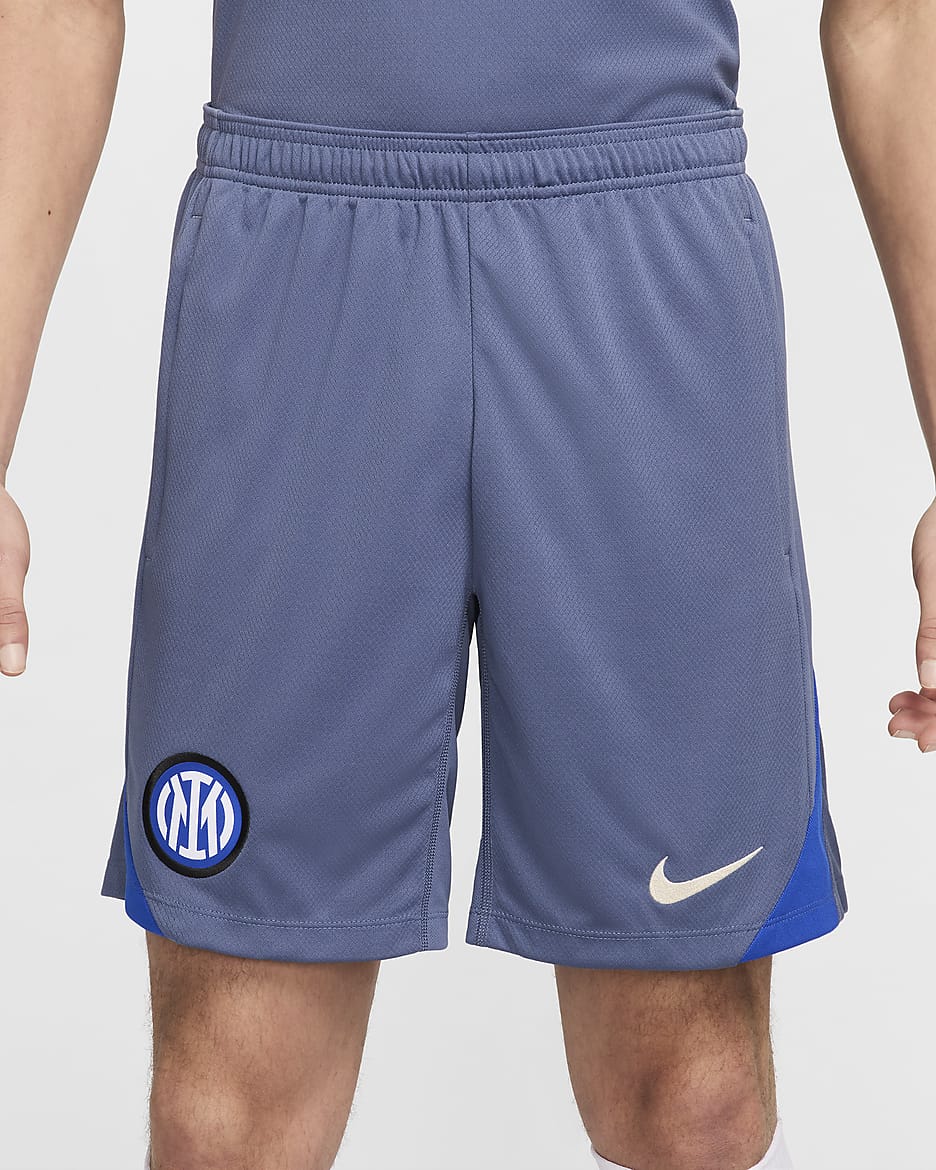 Męskie spodenki piłkarskie z dzianiny Nike Dri-FIT Inter Mediolan Strike - Diffused Blue/Lyon Blue/Sanddrift