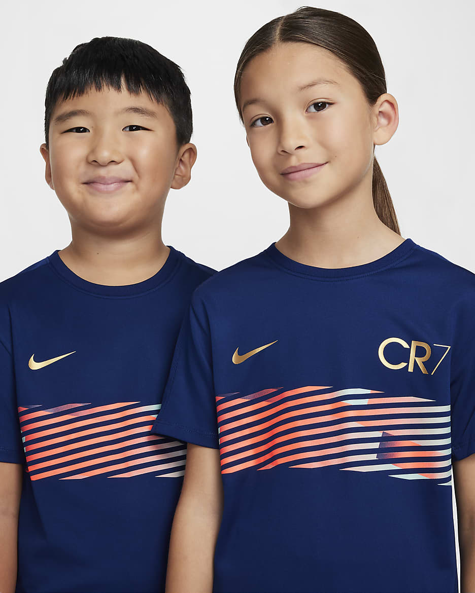 CR7 Academy23 Older Kids' Dri-FIT Football Top - Blue Void/Blue Void/Metallic Gold