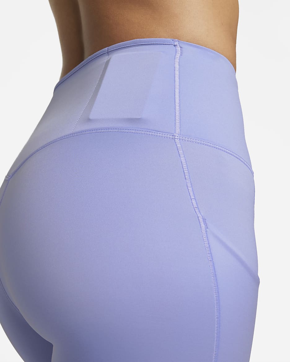 Leggings de tiro alto de 7/8 de sujeción firme con bolsillos para mujer Nike Go - Cardo claro/Negro