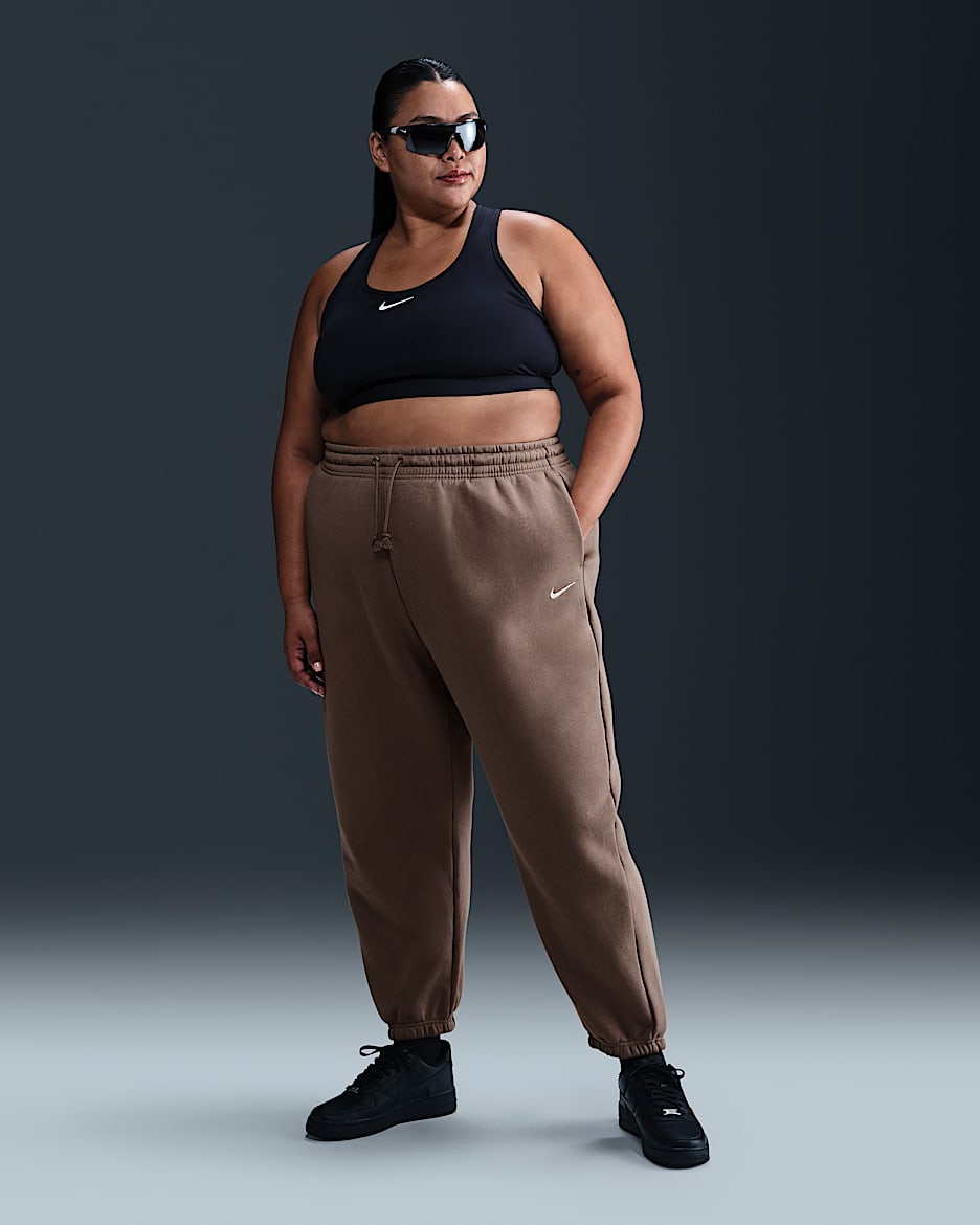 Nike Sportswear Phoenix Fleece Women's High-Waisted Oversized Tracksuit Bottoms (Plus Size) - Mink Brown/Sail