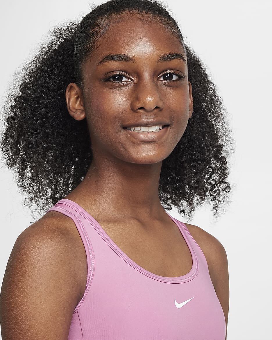 Nike Swoosh EasyOn Big Kids' (Girls') Sports Bra - Magic Flamingo/White