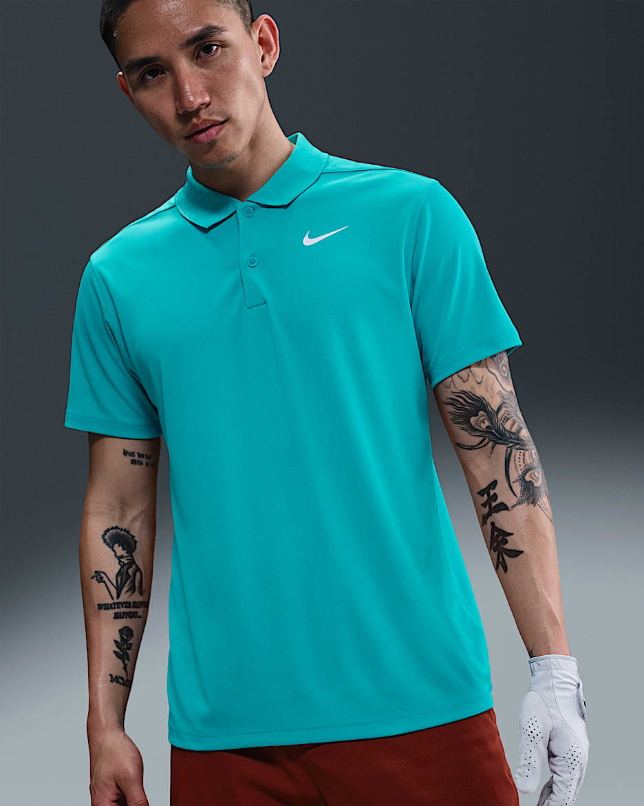 Polo de golf para hombre Nike Dri-FIT Victory - Cactus empolvado/Blanco