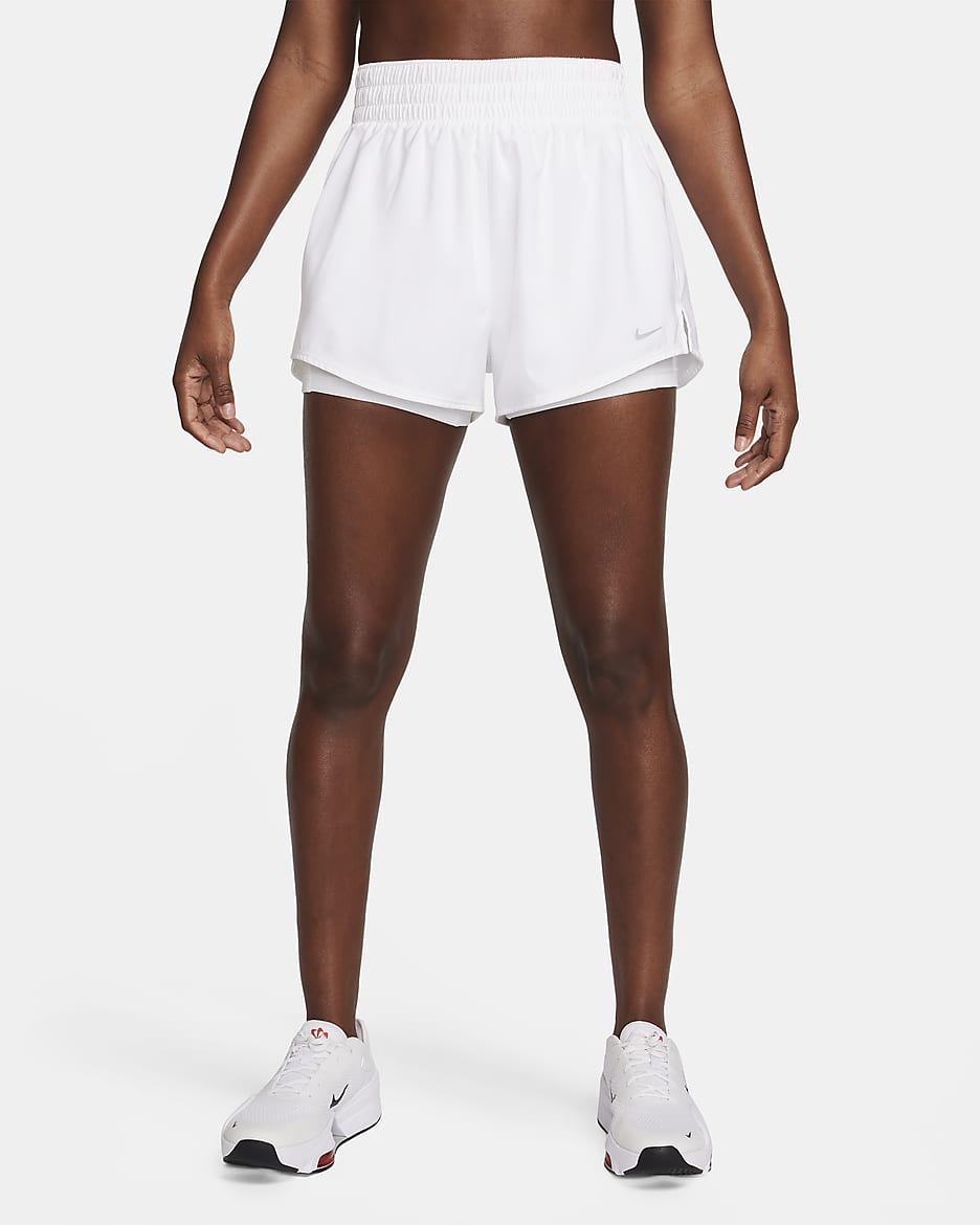 Nike One Women's Dri-FIT High-Waisted 3" 2-in-1 Shorts - White