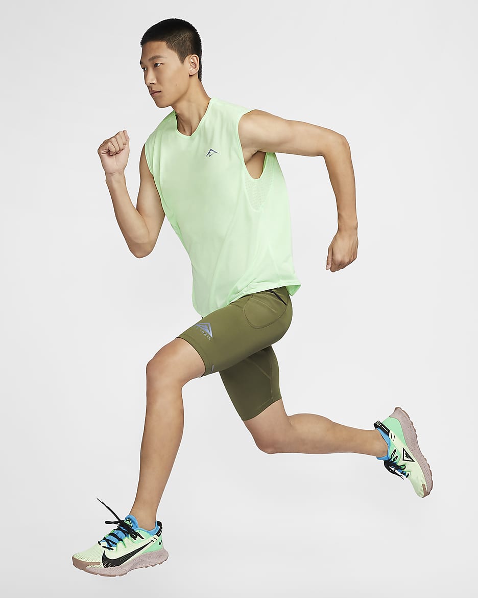 Nike Trail Solar Chase Men's Dri-FIT Sleeveless Running Top - Vapour Green/Neutral Olive/Black