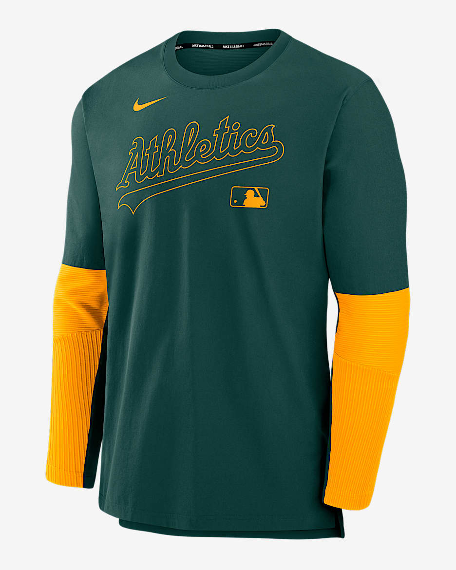 Sudadera sin cierre Nike Dri-FIT de la MLB para hombre Athletics Authentic Collection Player - Verde