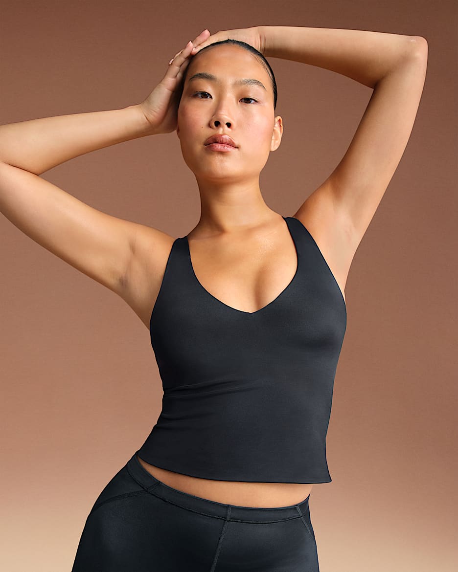 Camiseta de tirantes con cuello en V para mujer NikeSKIMS Shine - NSKM OBSIDIAN