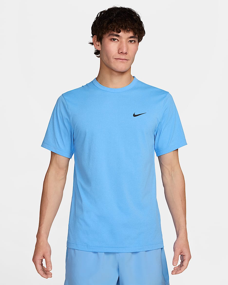 Nike Dri-FIT UV Hyverse 男款短袖健身上衣 - University Blue/黑色