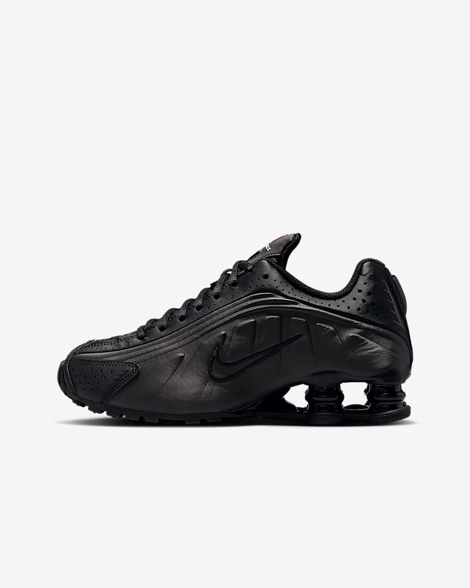 Nike Shox R4 Big Kids' Shoes - Black/Black/Bright Crimson/Black