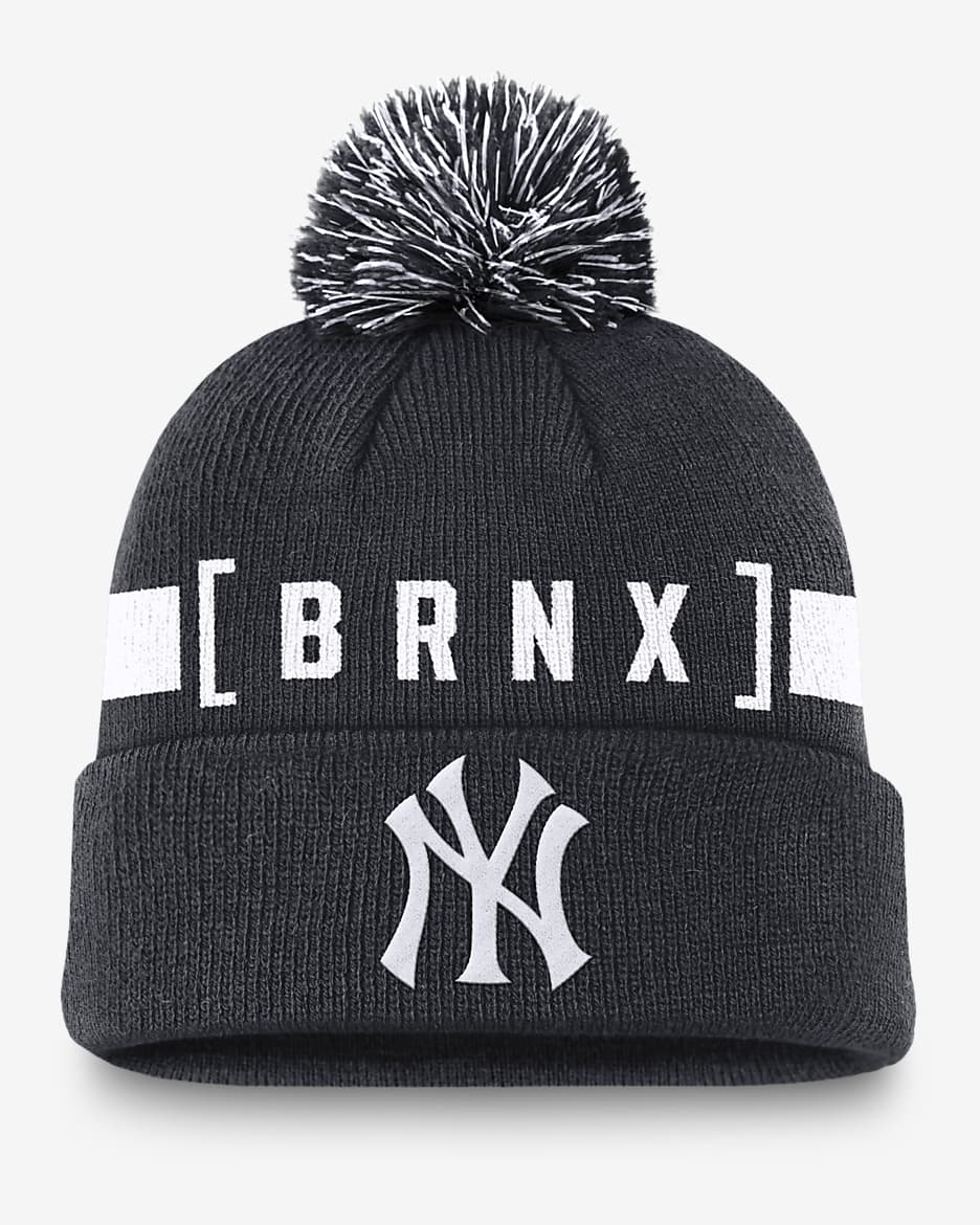 New York Yankees Hometown Peak Men's Nike MLB Cuffed Pom Beanie - Navy