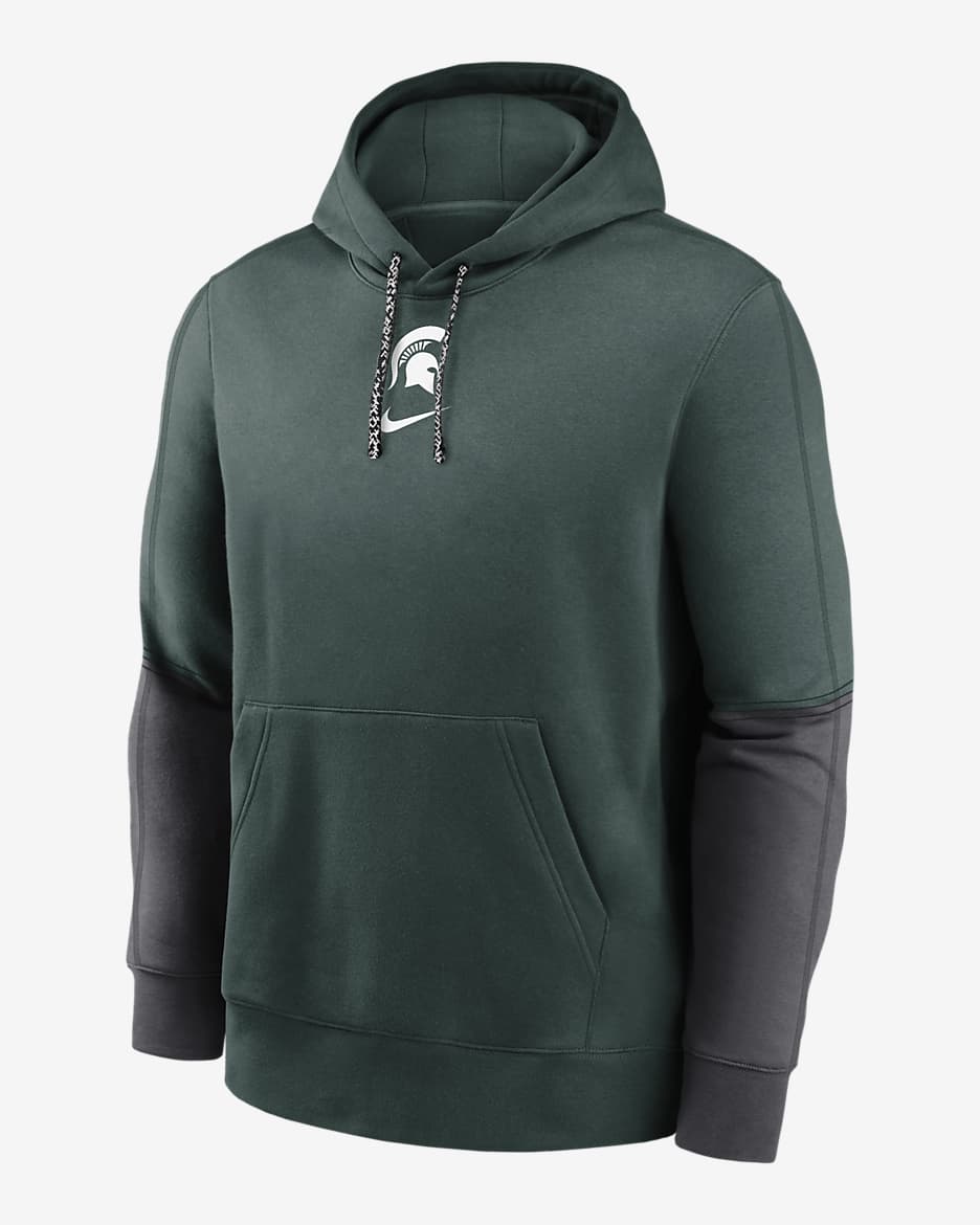 Michigan State Spartans Sideline Team Issue Club Men's Nike College Pullover Hoodie - Green