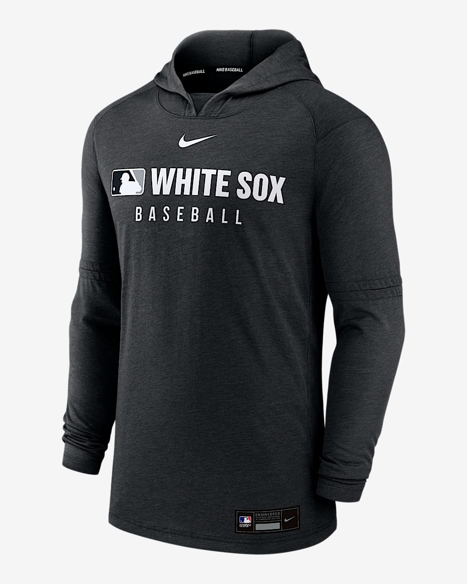 Sudadera con gorro sin cierre Nike Dri-FIT de la MLB para hombre Chicago White Sox Authentic Collection - Negro jaspeado