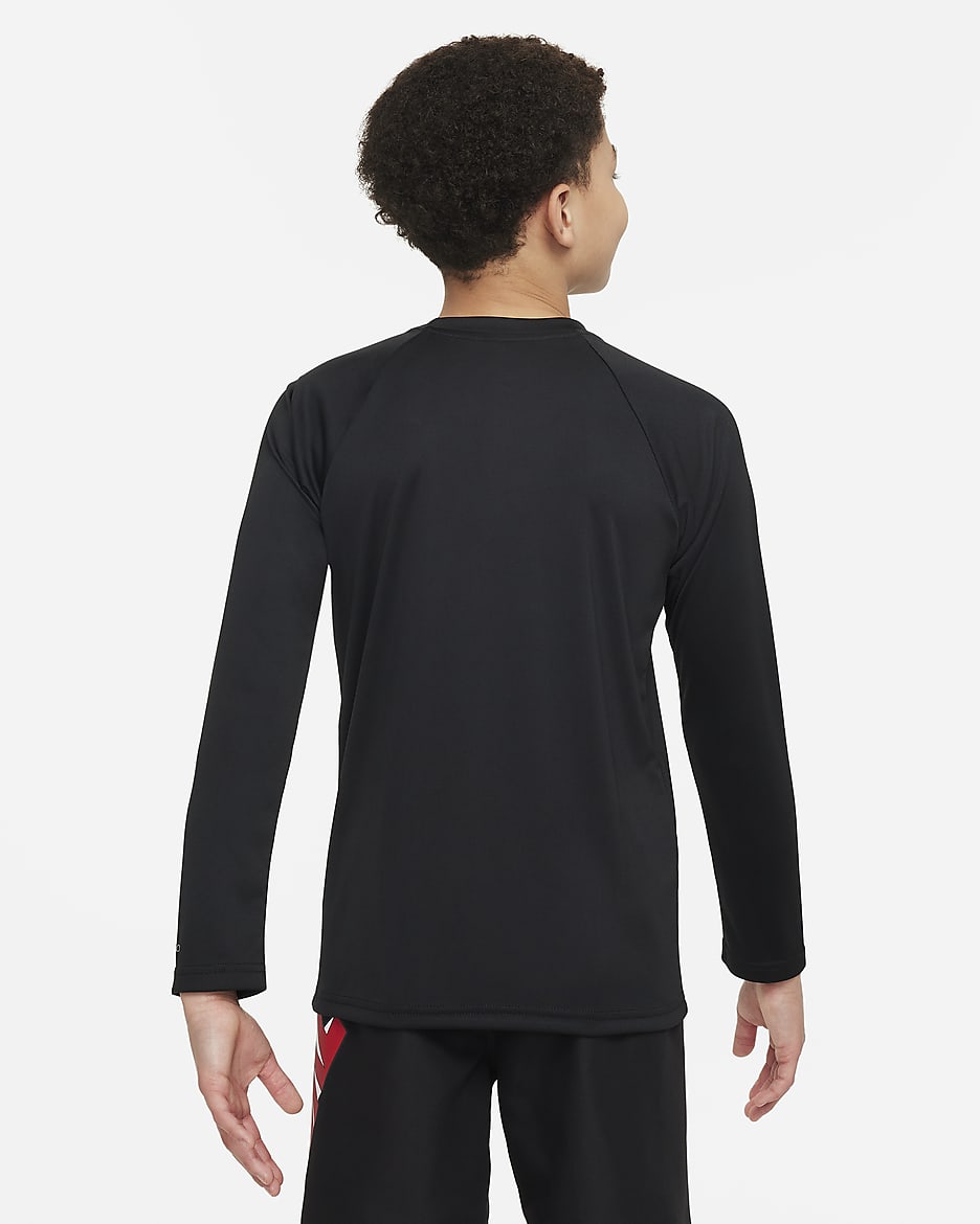 Playera de manga larga Hydroguard para niño talla grande Nike Swim - Negro