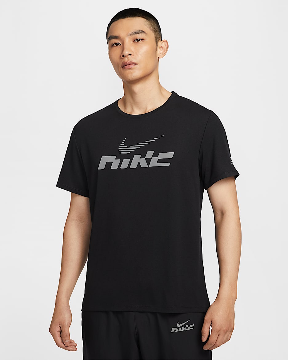 ナイキ マイラー フラッシュ メンズ Dri-FIT UV ショートスリーブ ランニングトップ - ブラック