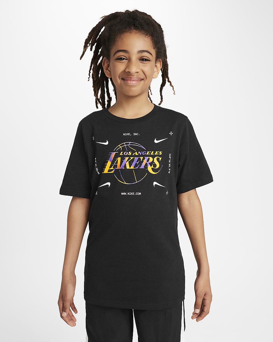 T-Shirt Nike NBA Logo Λος Άντζελες Λέικερς για μεγάλα αγόρια - Μαύρο