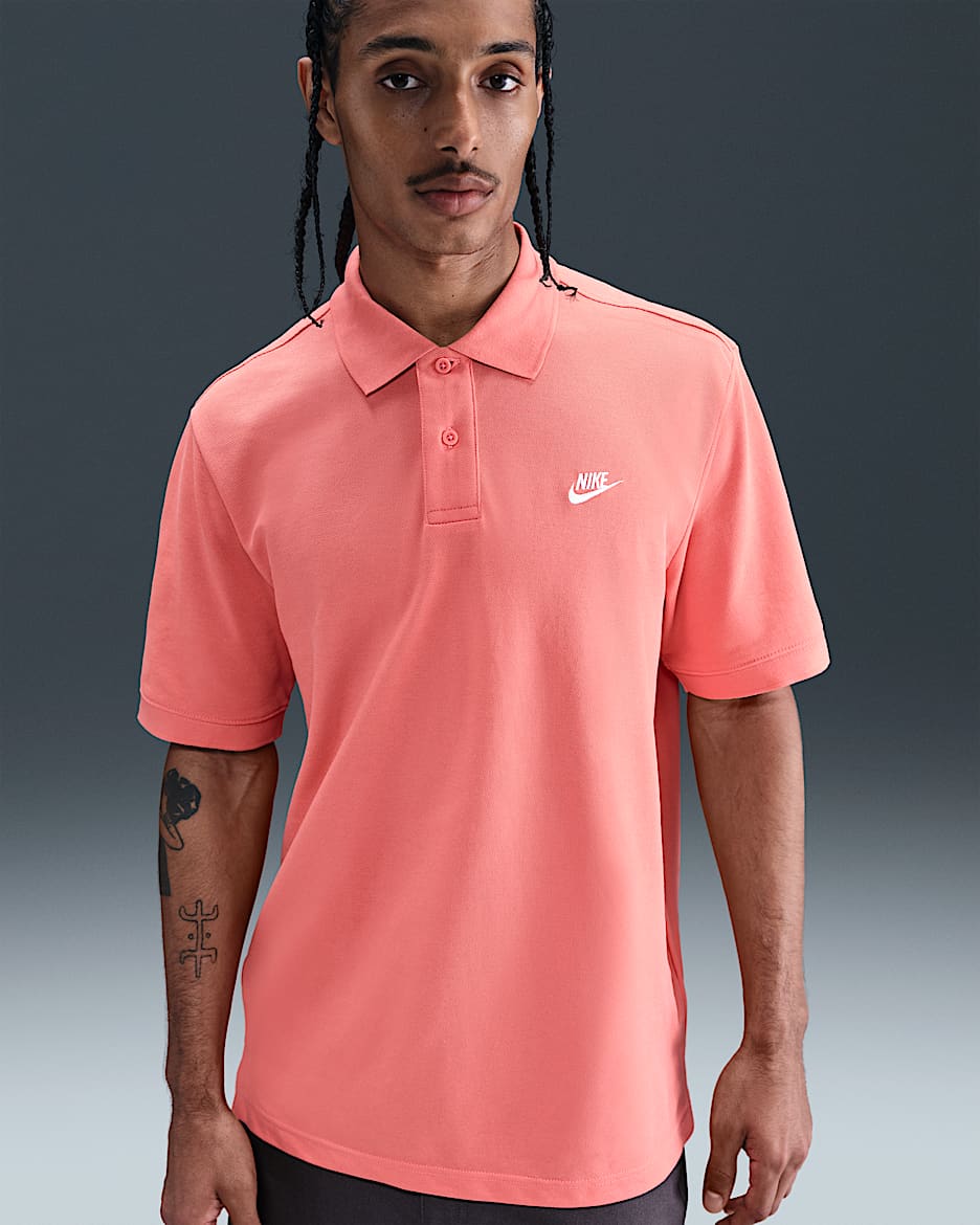 Polo de manga corta para hombre Nike Club - Brasa mágica/Blanco