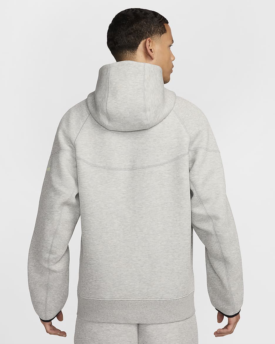 Męska piłkarska bluza z kapturem i zamkiem na całej długości Nike FC Barcelona Tech Fleece Windrunner (wersja trzecia) - Dark Grey Heather/Barely Volt