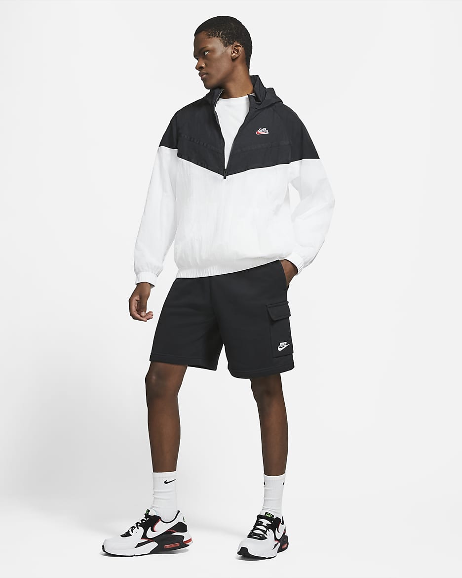 Krótkie bojówki męskie Nike Sportswear Club - Czerń/Czerń/Biel