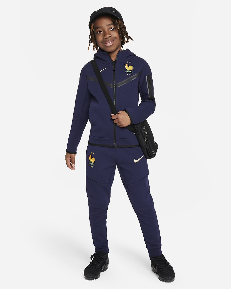 FFF Tech Fleece Older Kids' (Boys') Nike Football Pants - Blackened Blue/Club Gold