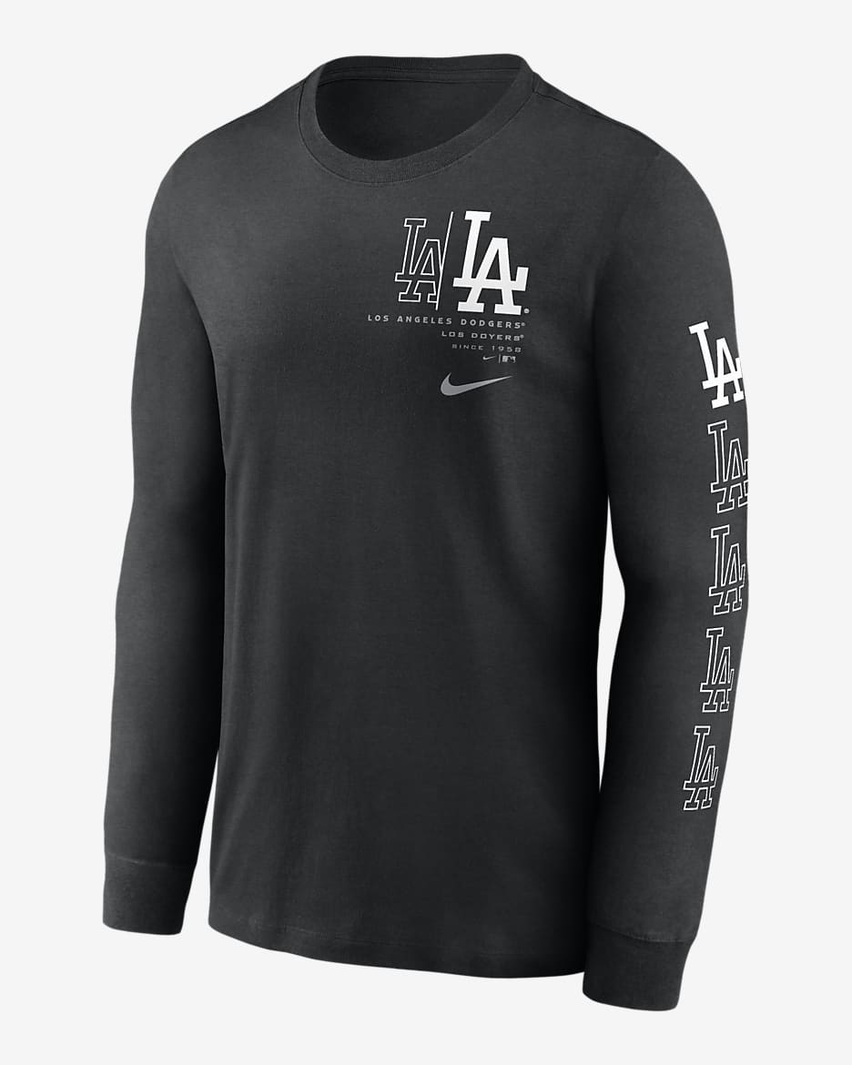 Nike Team Slider (MLB Los Angeles Dodgers) Men's Long-Sleeve T-Shirt - Black