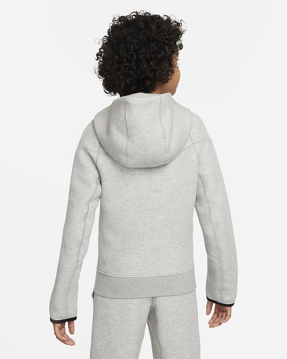 Nike Sportswear Tech Fleece Older Kids' (Boys') Full-Zip Hoodie - Dark Grey Heather/Black/Black