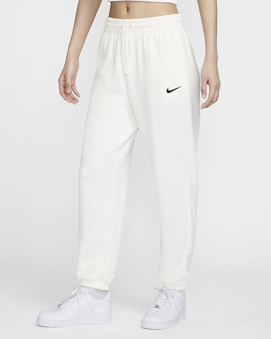 Nike Sportswear Phoenix Fleece Women's High-Waisted Oversized French Terry Tracksuit Bottoms - Sail/Black