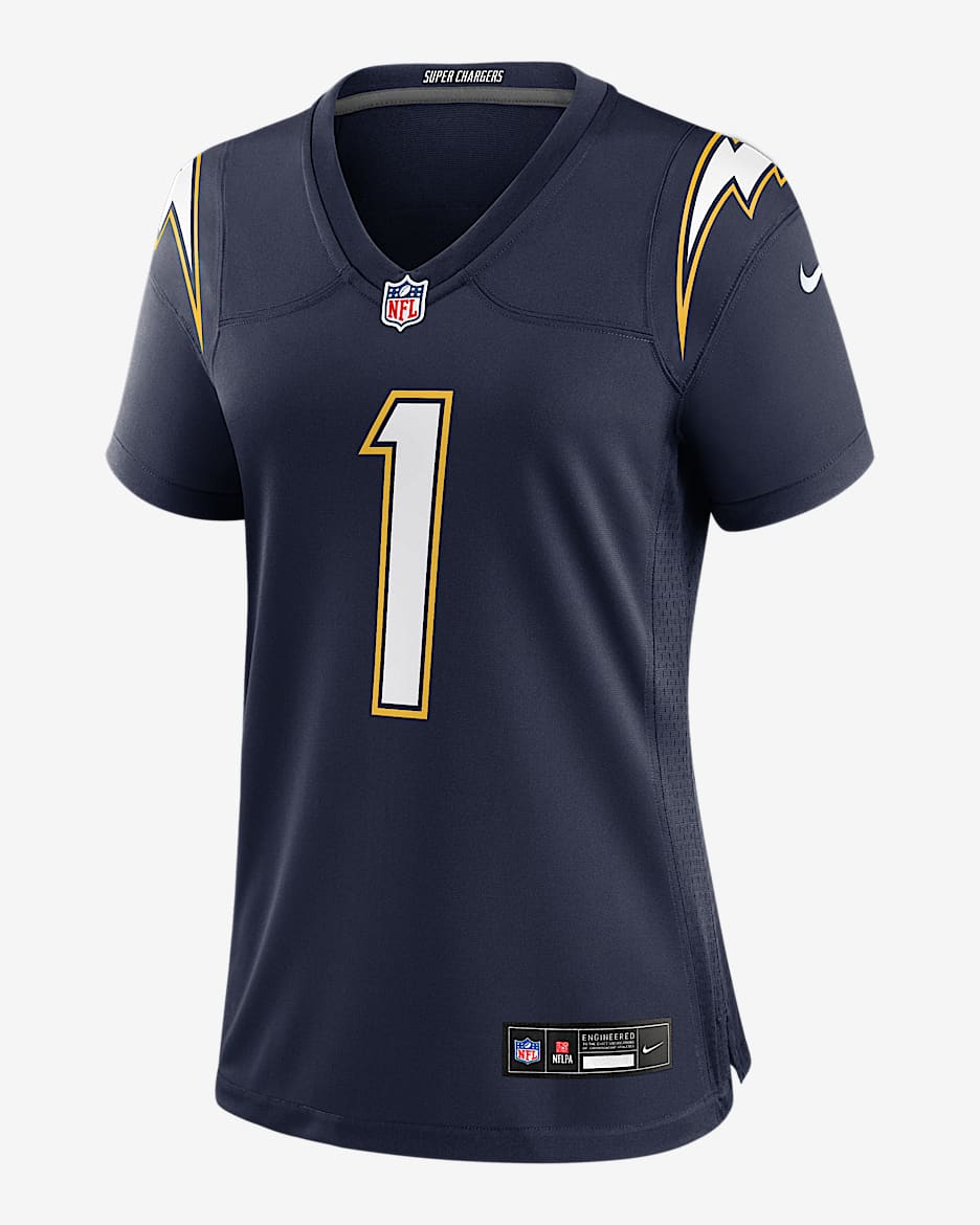 Jersey Nike de la NFL Game para mujer Quentin Johnston, Los Angeles Chargers - Azul marino