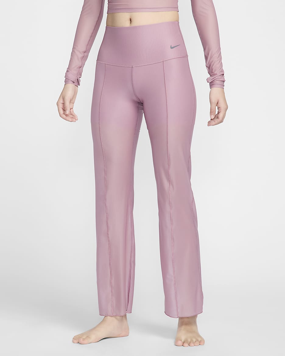 Nike Zenvy Sheer Women's Gentle-Support High-Waisted Full-Length Trousers - Plum Dust
