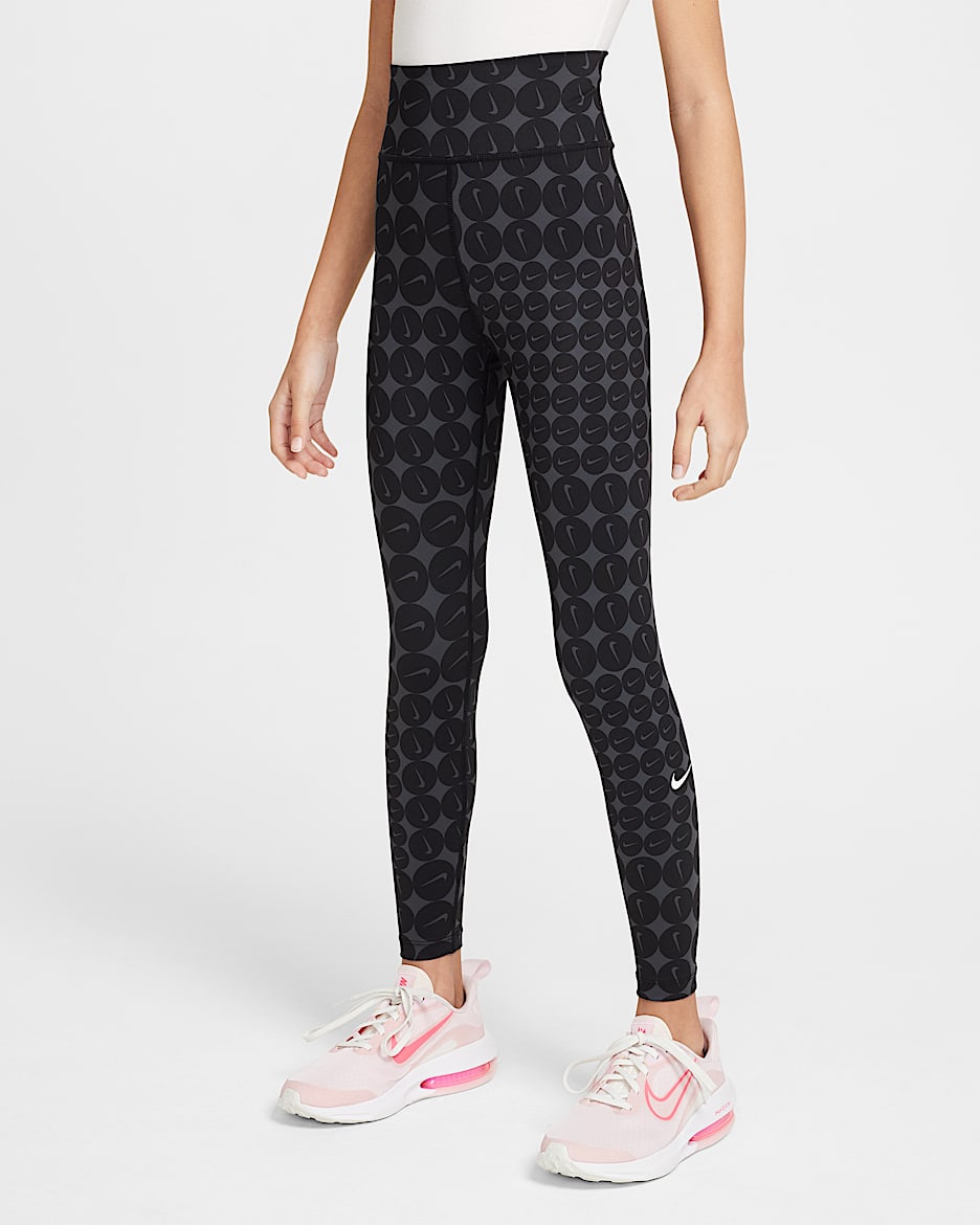 Leggings a vita alta Dri-FIT Nike One – Ragazza - Nero/Bianco