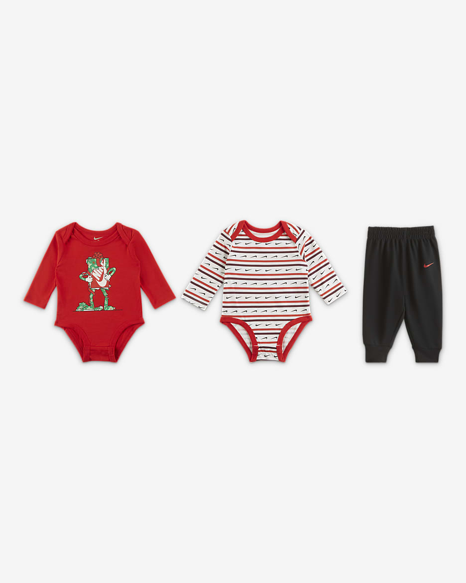 Nike Baby (0-9M) 3-Piece Set - University Red/University Red/Black