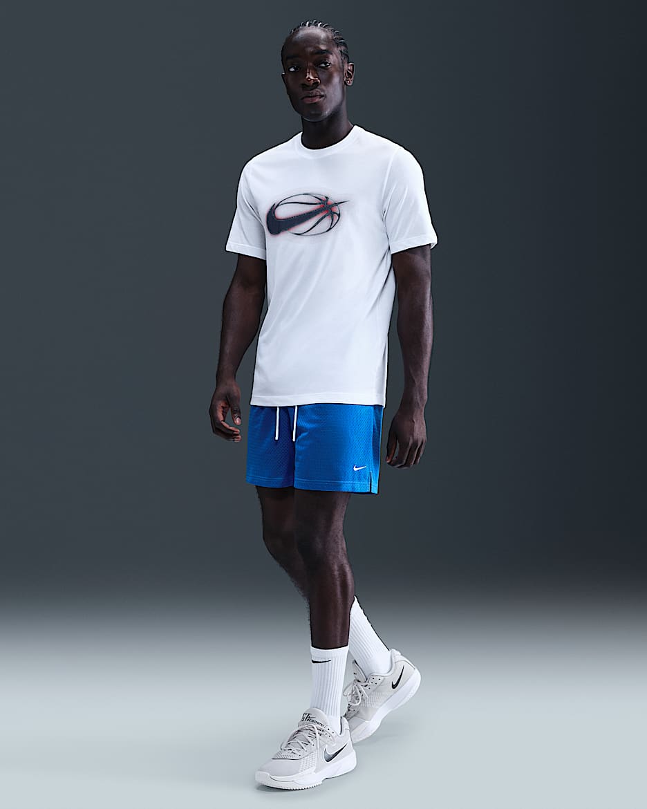 Shorts de básquetbol Nike de malla Dri-FIT de 13 cm para hombre - Azul foto claro/Blanco