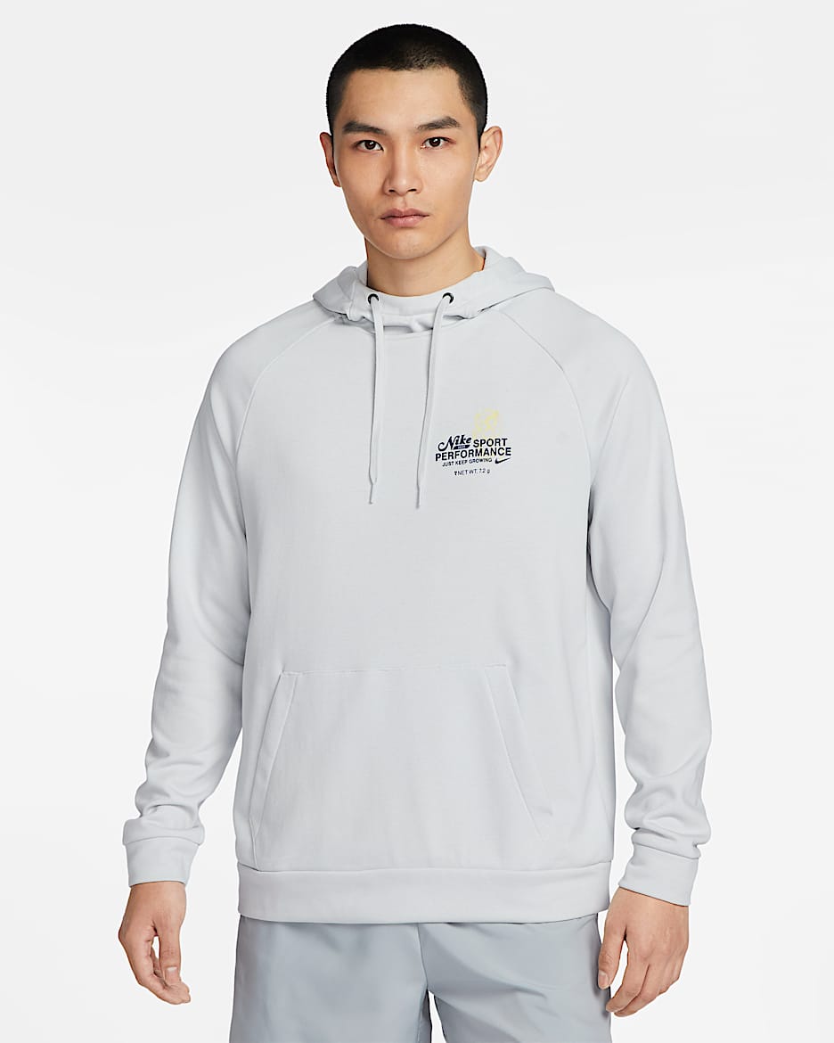 Nike Men's Dri-FIT Hooded Fitness Pullover - Photon Dust/Photon Dust/Deep Royal Blue