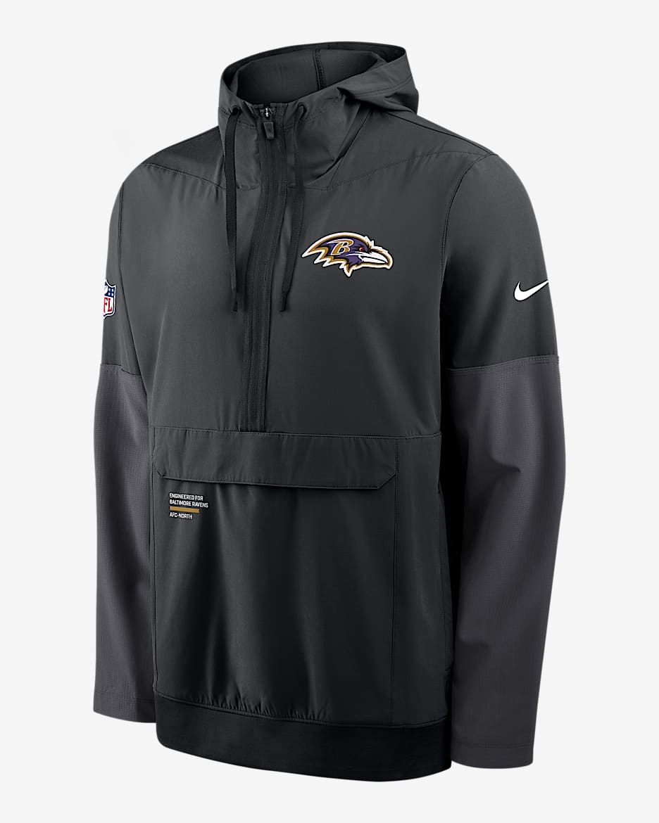 Chamarra Nike de la NFL con gorro de medio cierre para hombre Baltimore Ravens Well Rounded Anorak - Negro