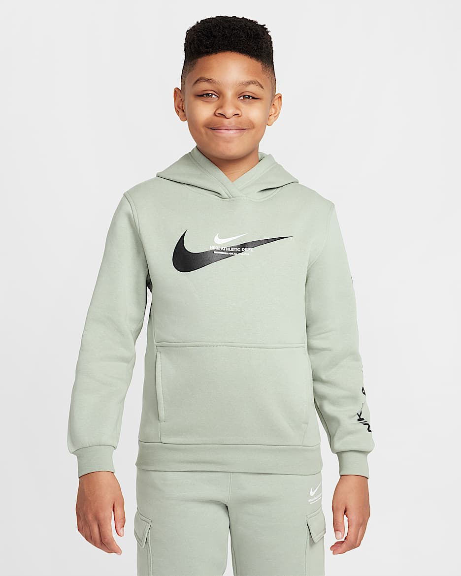 Nike Sportswear Older Kids' Fleece Pullover Hoodie - Jade Horizon