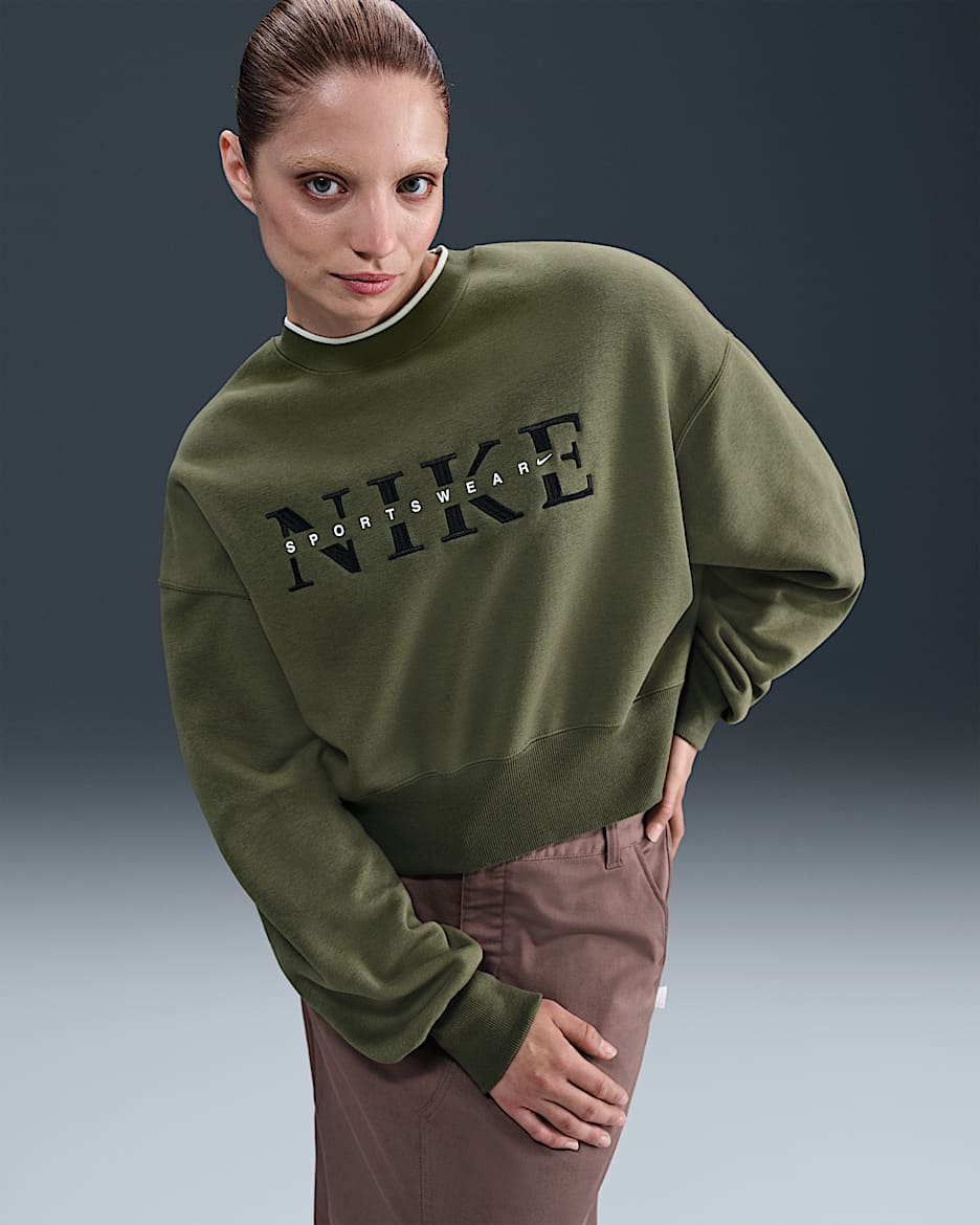 Nike Sportswear Phoenix Fleece Women's Oversized Crew-Neck Sweatshirt - Medium Olive