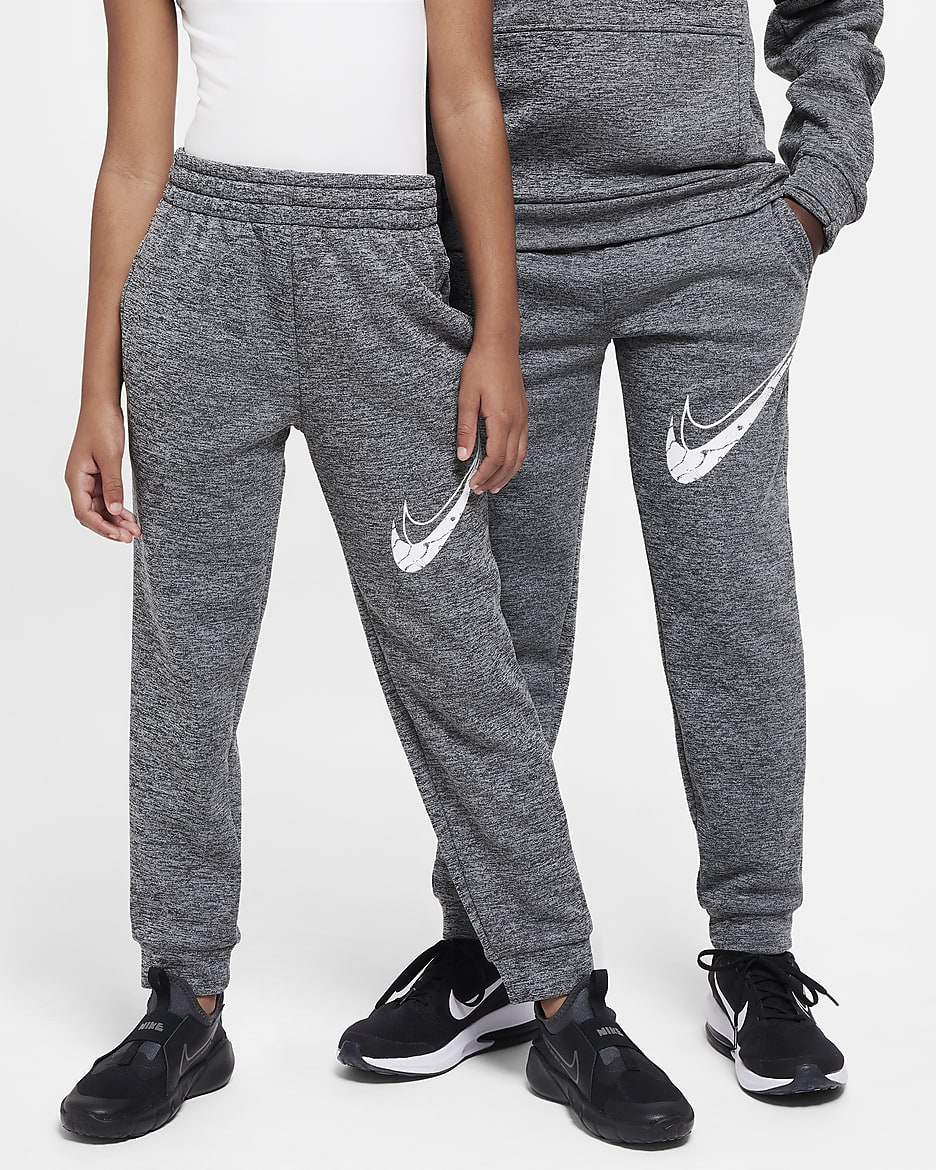 Nike Multi Stain Repel Older Kids' Therma-FIT Joggers - Black/Light Smoke Grey/Heather/White