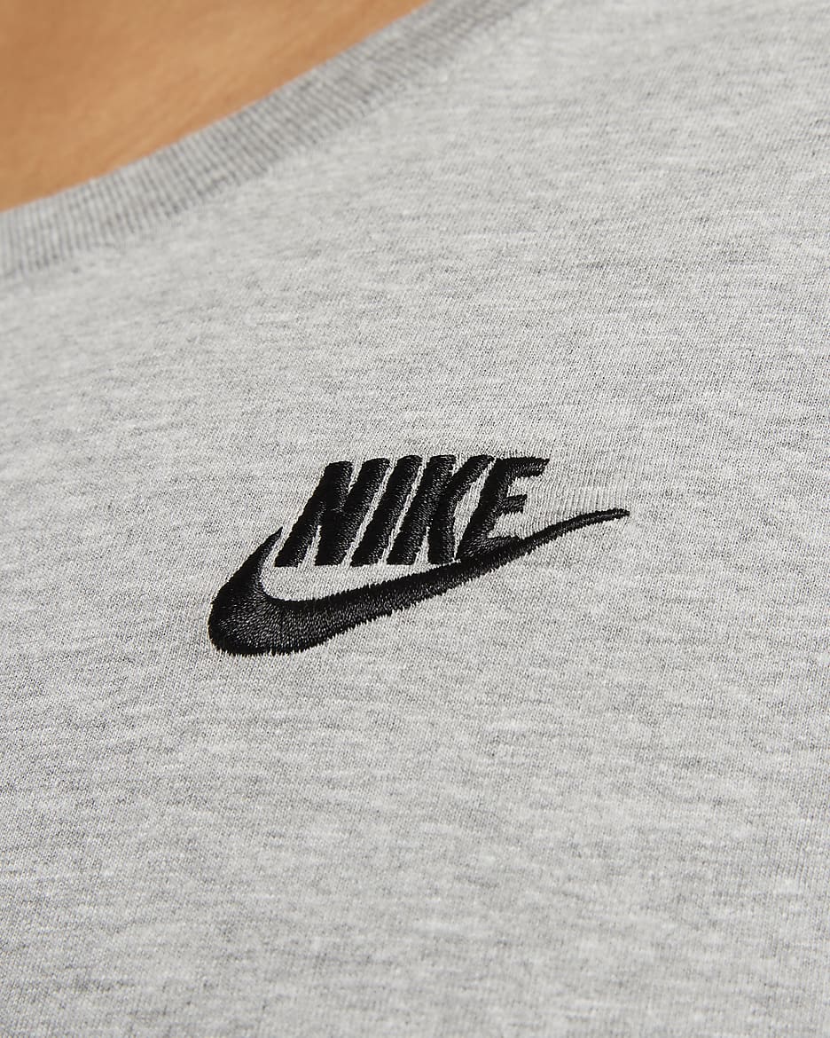 Nike Sportswear Club Essentials Women's T-Shirt (Plus Size) - Dark Grey Heather/Black