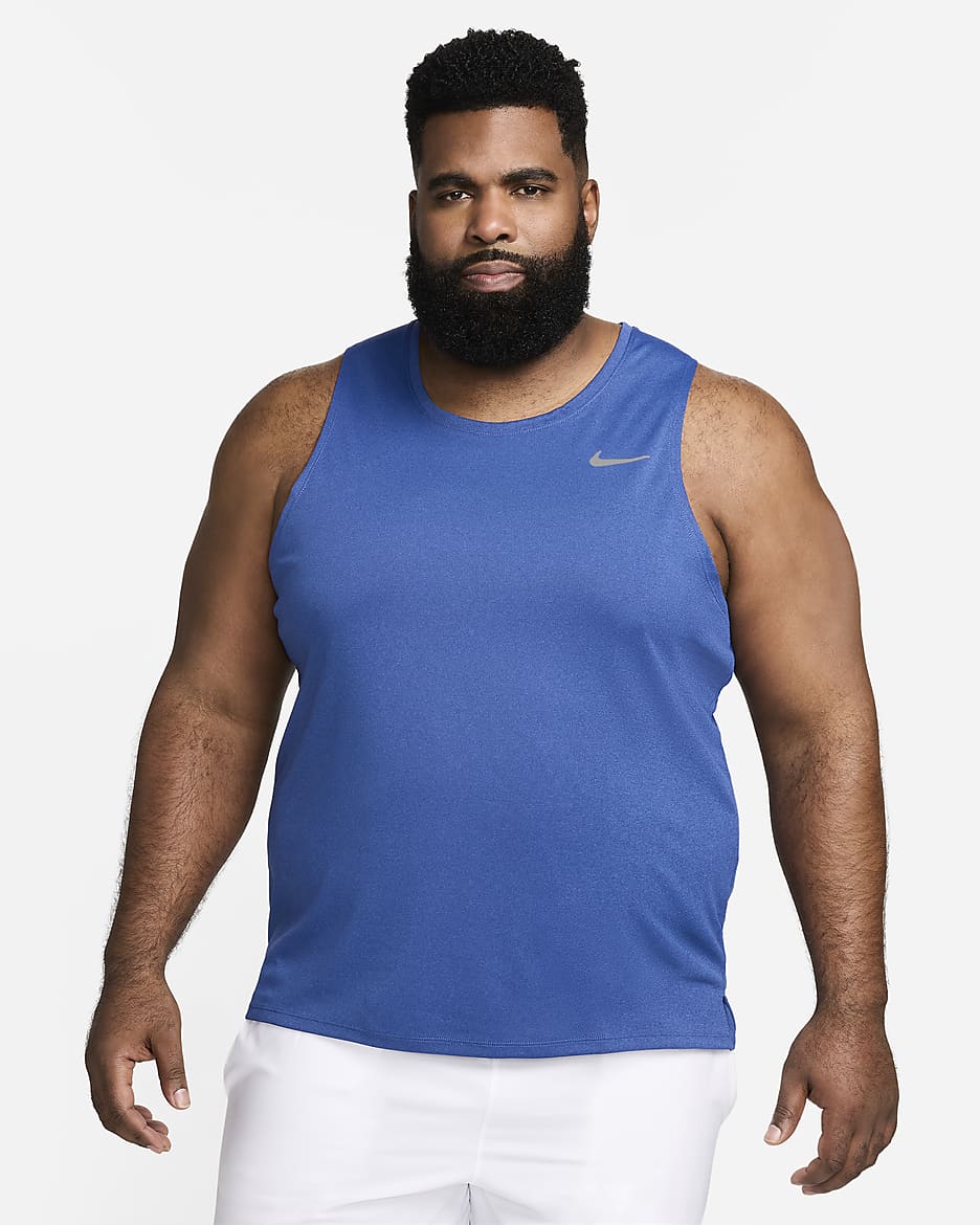 Nike Miler Dri-FIT-løbetanktop til mænd - Game Royal/Midnight Navy/Heather