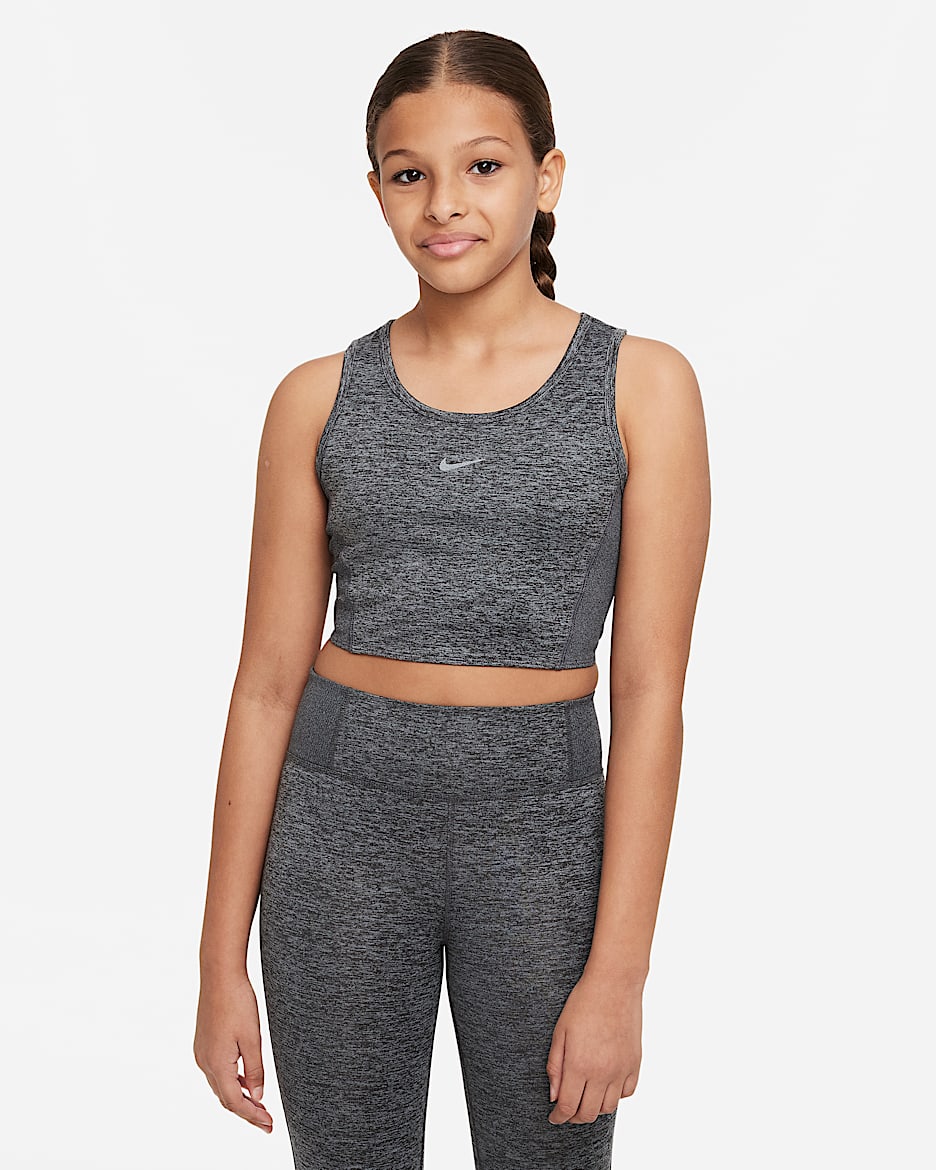 Nike Yoga 大童 (女童) Dri-FIT 背心 - Smoke Grey/Dark Smoke Grey/Heather