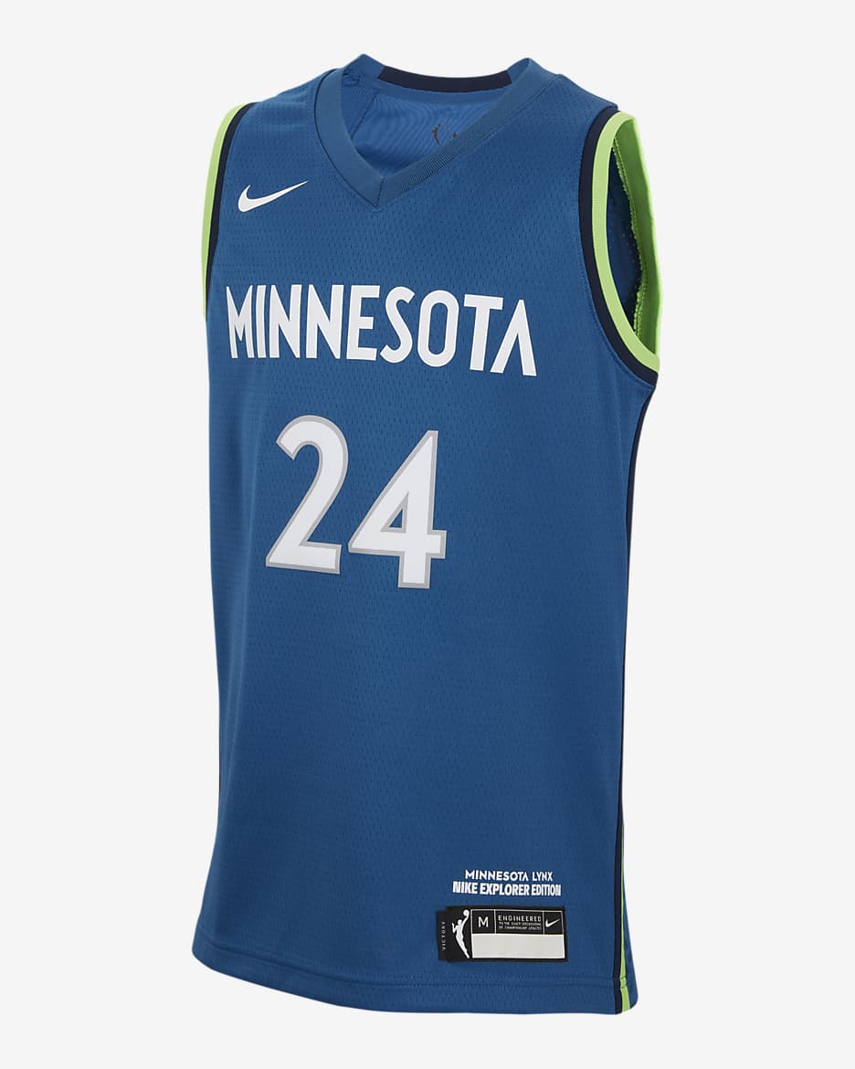 Jersey Nike Dri-FIT de la WNBA Swingman para niños talla grande Napheesa Collier Minnesota Lynx 2024 Explorer Edition - Azul cancha