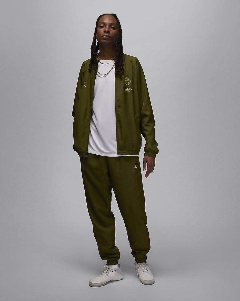 Survêtement de football tissé Jordan Dri-FIT Paris Saint-Germain Strike 4e tenue pour homme - Rough Green/Hemp