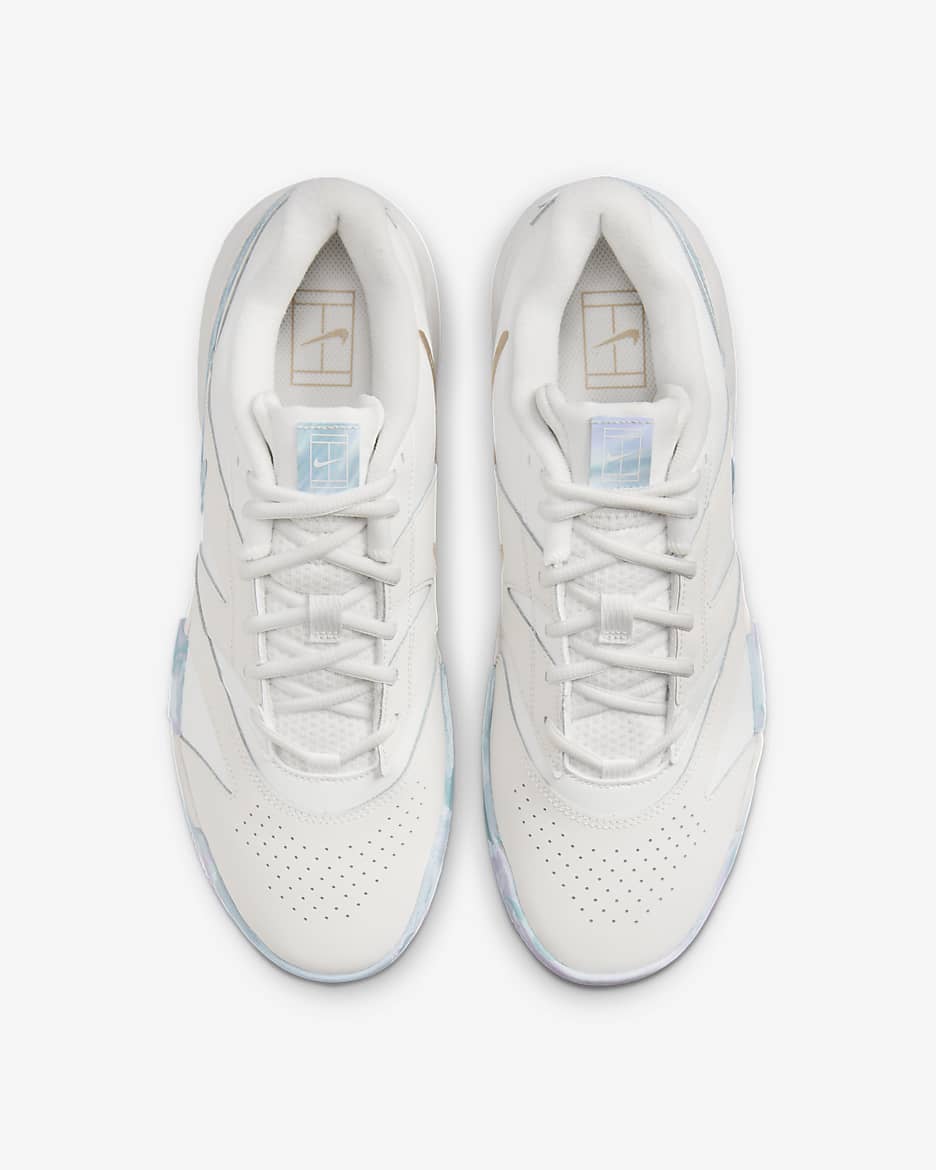 Tenis de tenis para cancha dura para hombre NikeCourt Lite 4 Premium Leather - Blanco cumbre/Fantasma/Denim turquesa/Cáñamo