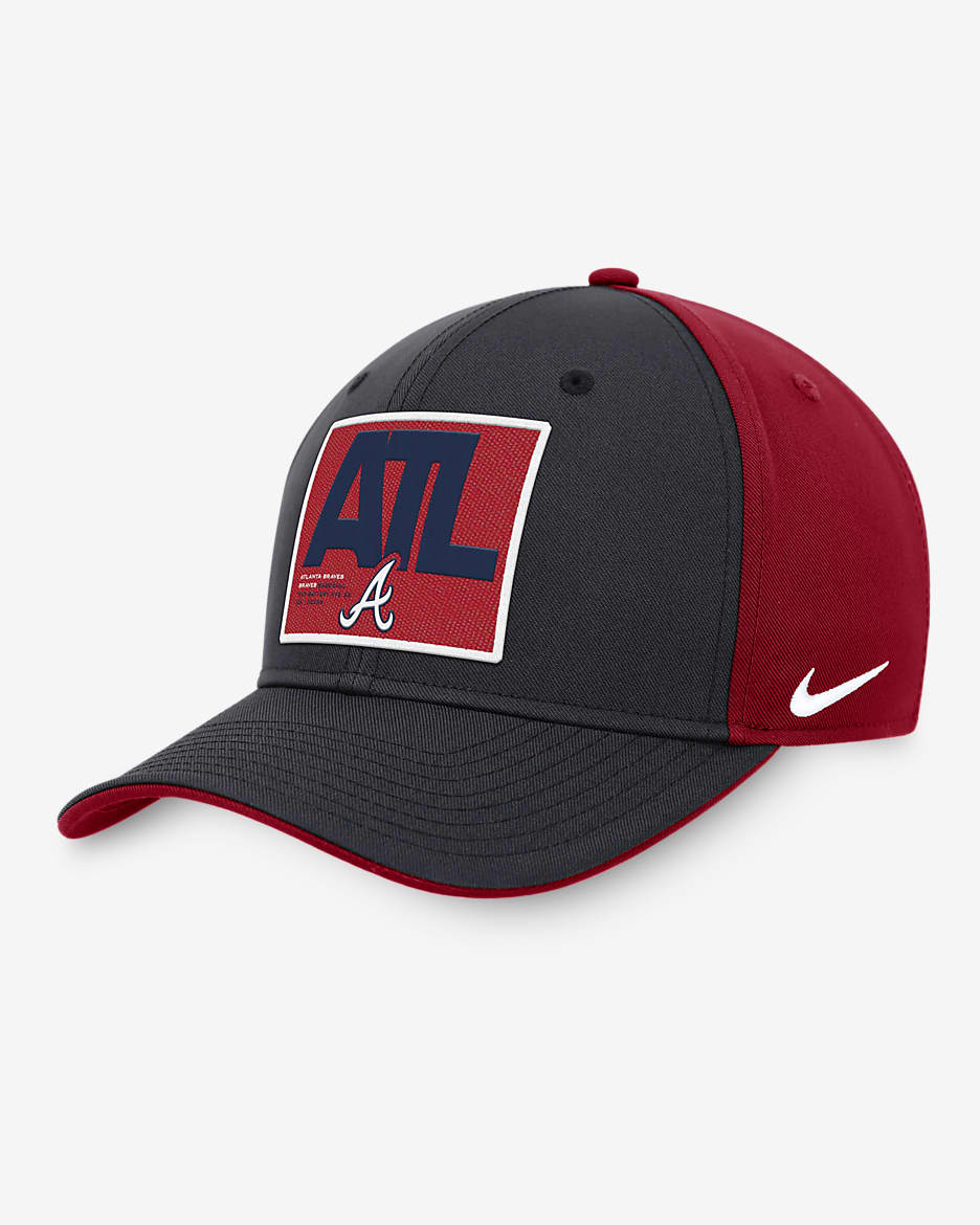 Atlanta Braves Classic99 Color Block Men's Nike MLB Adjustable Hat - Navy/Red