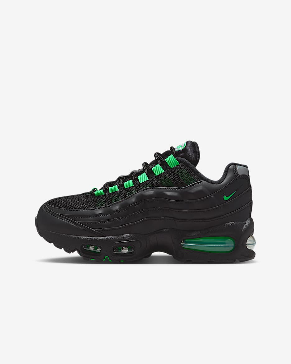 Sapatilhas Nike Air Max 95 Júnior - Preto/Preto/Cinzento Pearl/Verde Shock